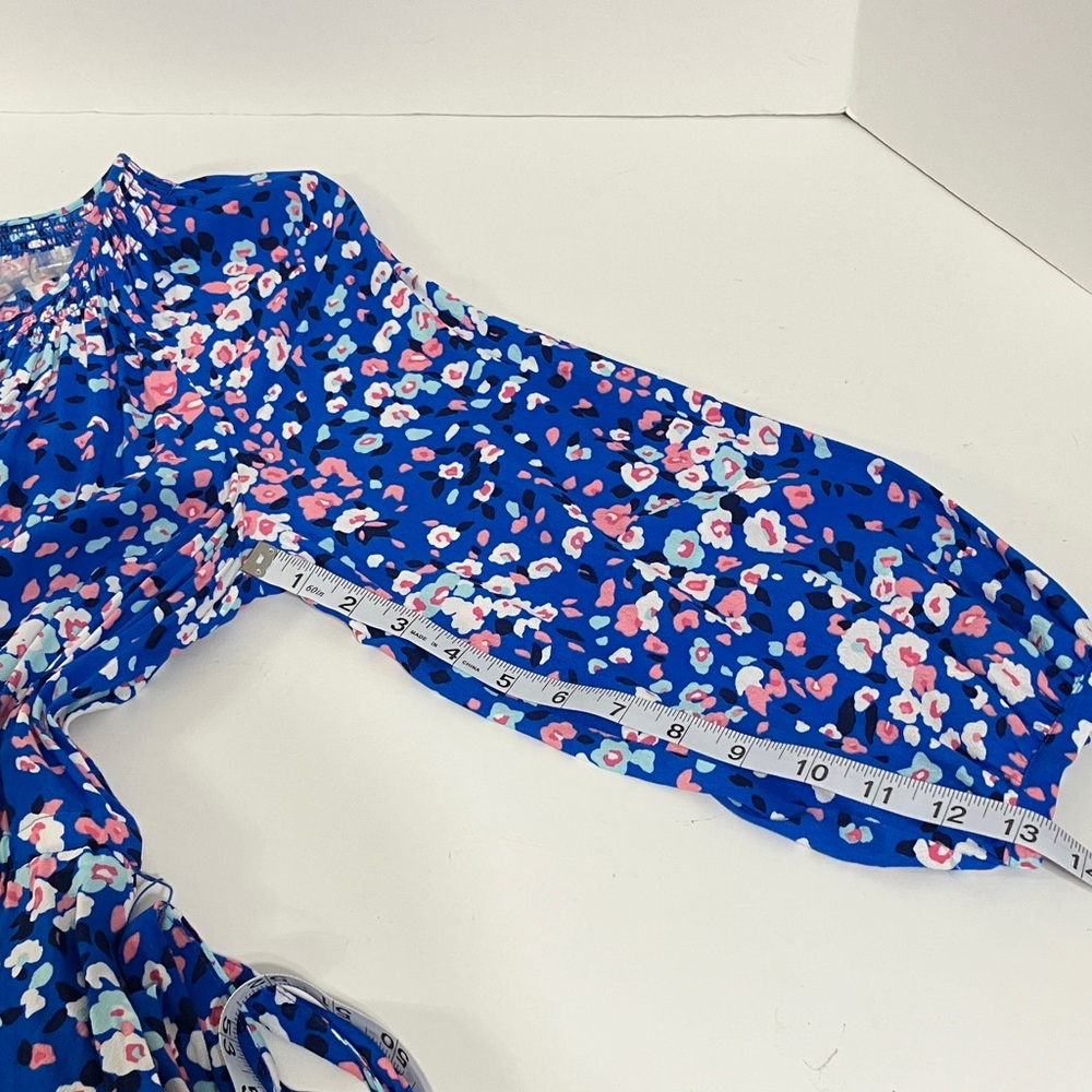 New Talbots Blue and Pink Floral Long Sleeve Dress Size XL - Picture 7 of 12